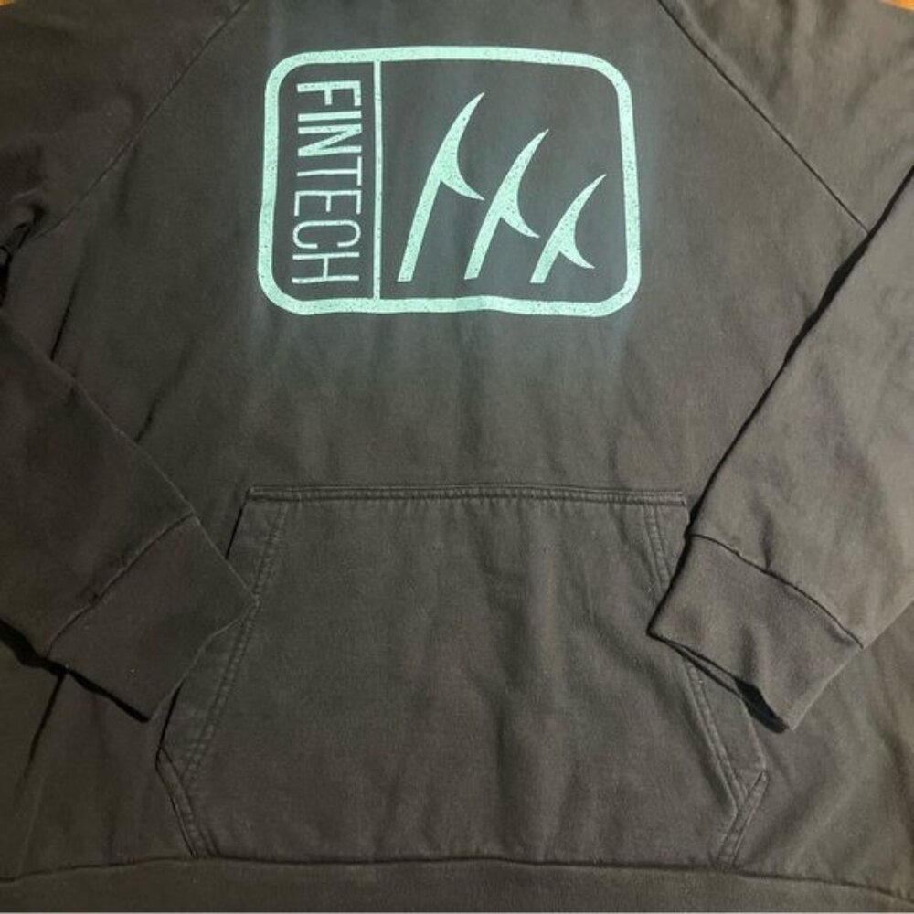 Fintech Box Logo Point Breeze Fleece Pullover Hoodie - Medium - Anthracite, NWT - Picture 7 of 9